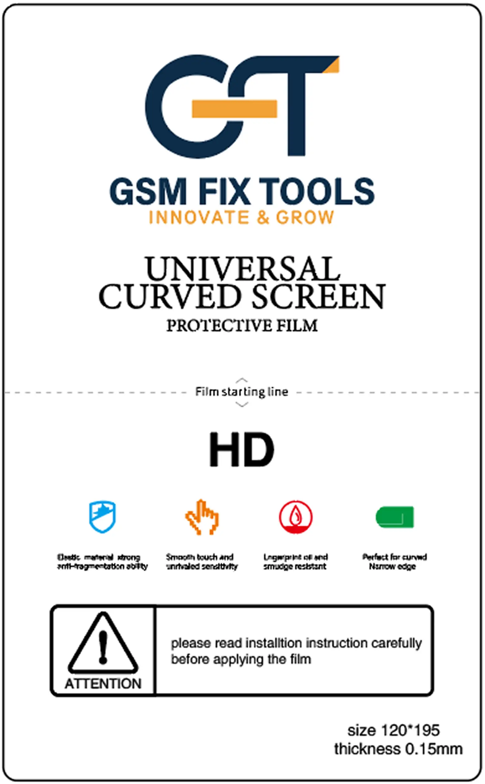 GSM FIX TOOLS Universal Curved Screen Protective Film (HD)